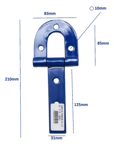 2 Dobradiças Porteira Portão 210mm Nº 2 Aço Ferradura Bufalo