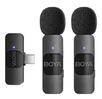 Comprar 2 Micrófonos Inalámbrico Solapa Lavalier Boya By-v20 Tipo C Color Negro