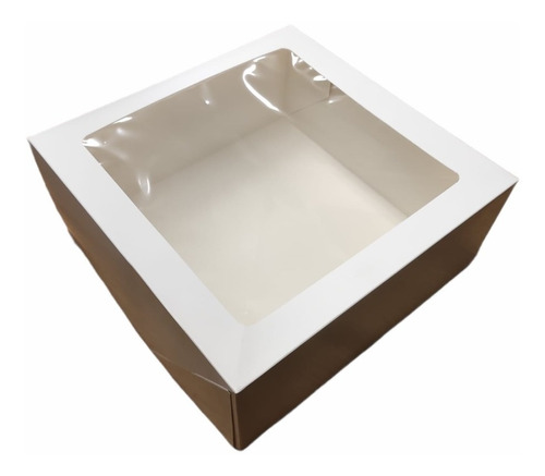 Caja Torta Premium  Blanca Con Ventana 35,5x35,5x15 Cms 10un