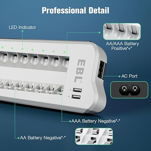 Ebl Updated 808u Cargador Baterías Recargables Aa Y Aaa Usb