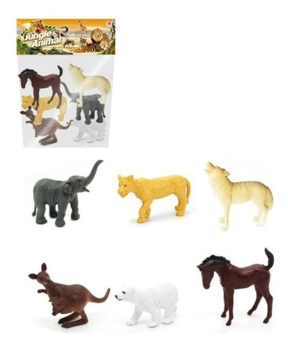 Set X 6 Animales Elefante Lobo Canguro Lobo Leona Caballo