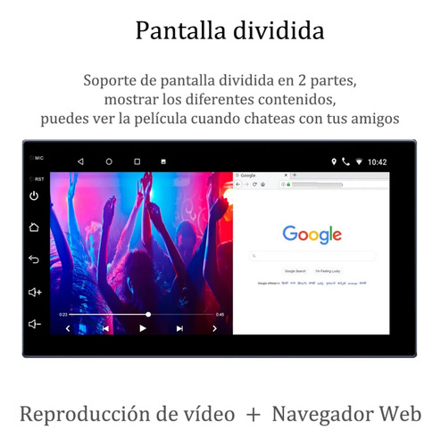 Estereo 7 Pulgadas Pantalla Táctil Multimedia Android 2 Din Negro