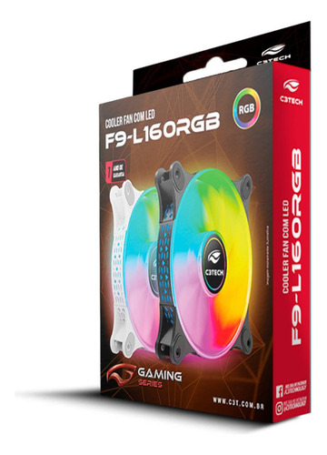 Cooler Fan Gabinete Gamer F9-l160wh Branco Rgb 12cm C3 Tech