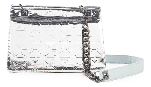Bolsa Satchel Cloe Para Mujer Denim Detalle Cadena Color Plateado