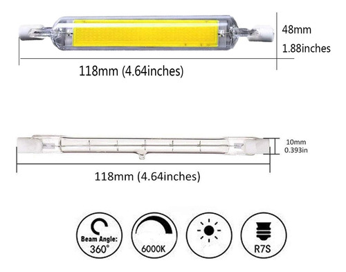 Kimroo 15 W 118 Mm Led Bombs R7 (2 Paquetes) 150 W Halógeno