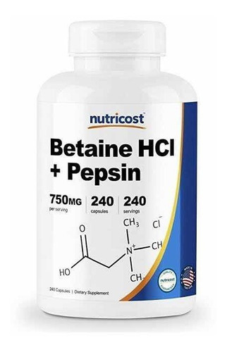 Betaína Hcl Pepsina 750 Mg Cápsulas Usa Digestivo Enzimas