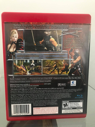 Jogo Ninja Gaiden Sigma Ps3 Play 3 #frete Grátis#