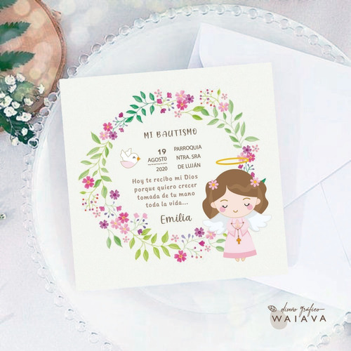 Imagen 10 de 10 de Estampas Tarjetas Bautismo De Nenas X 2u
