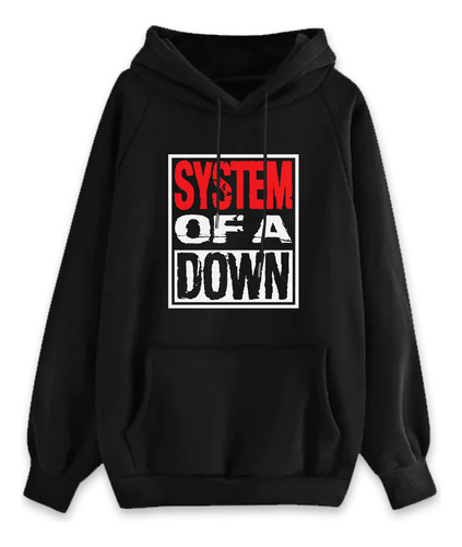 Canguro Negro System Of A Down Soad Logo Frisado C Capucha