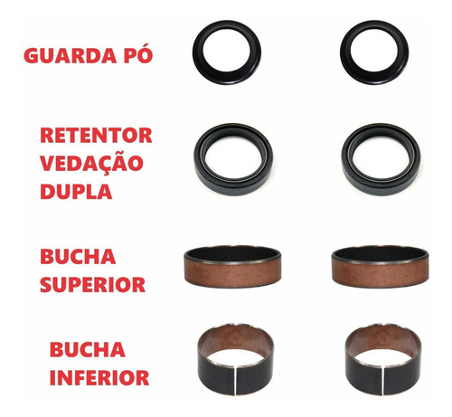 Bucha Guia Deslizante Sup +inf Retentor Guarda Pó Falcon Par
