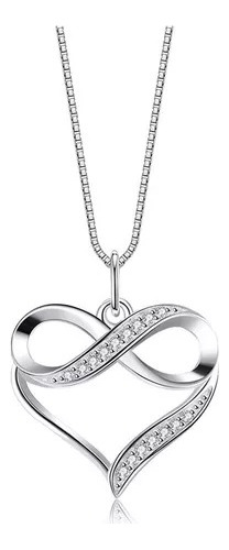 Collar Infinito Plata 925 Corazón Mujer Colgante Elegante