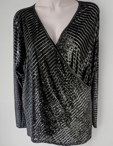 Blusa Larga Negra; Seda Y Transparencia T38 Rebajada Con 50%