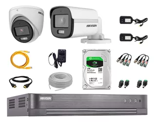 Cámaras Seguridad Kit 2 Hikvision 5mp Colorvu Noche Color