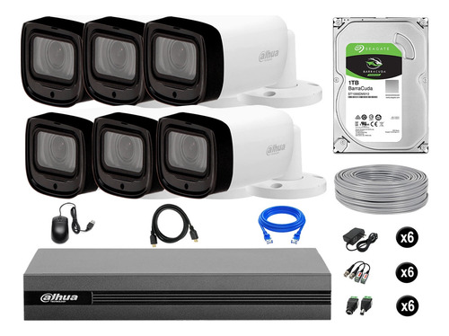 Cámaras Seguridad Dahua Exterior Kit 6 Varifocal 1080p 1tb