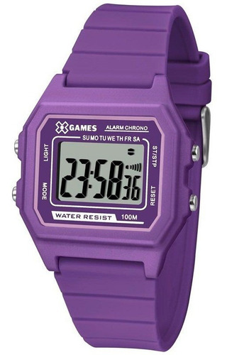 Relógio X Games Feminino Roxo Digital Quadrado Xlppd030 + Nf