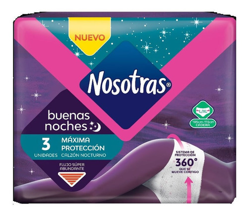 Calzón Nocturno Nosotras Buenas Noches Talla L-xl 3 Un