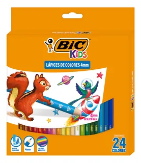 Lápices De Colores Bic Evolution Mina Gruesa 4 Mm 24 Piezas