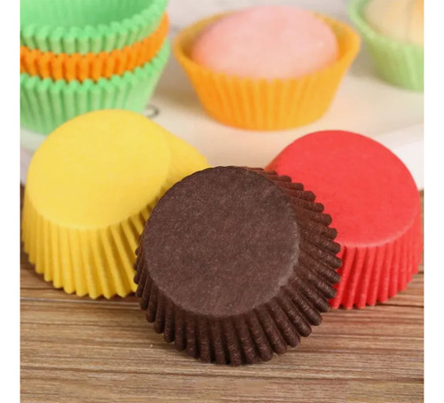 Pirotines Cupcakes Papel Manteca X100u 6x4cm Varios Colores Blanco