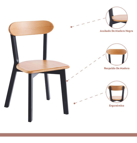 Pack De 2 Sillas Fresno De Madera - Negra