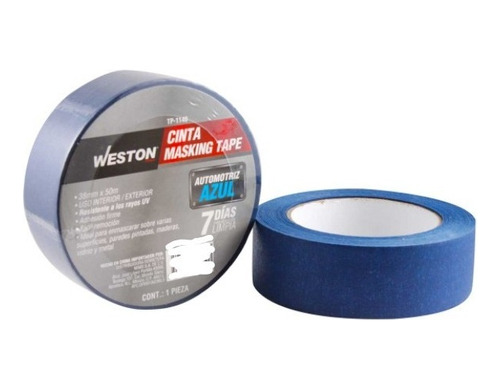 4 Cintas Masking Tape Azul 7 Días 38mm X 50m Marca Weston P