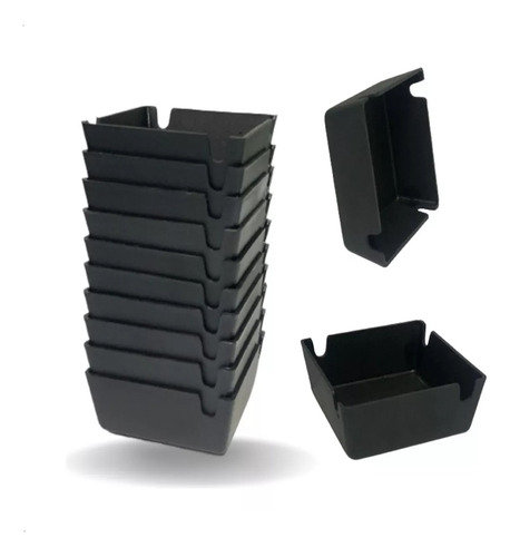 Cinzeiro Quadrado De Mesa Plástico Preto Pacote Com 12 Peças Lisa