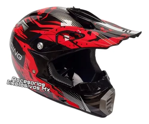 Casco cross rojo y negro new arrivals