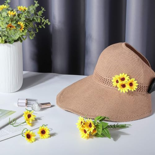 50 Piezas De Mini Cabezas De Girasol Artificial Con Tallos D