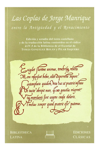 Libro Las Coplas De Jorge Manrique - Gonzalez Rolan, Tomas