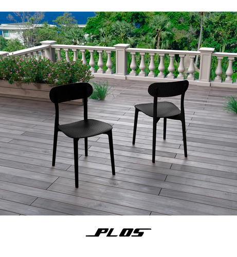 Silla Comedor Terraza Bar Cocina Aprilia Set X4 Plos Negro