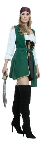 Disfraz Pirata Elisa Costume Elegante Verde Mediana