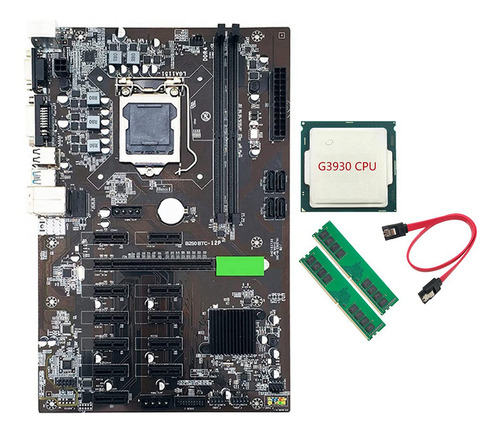 Placa Base Minera B250 Btc Lga 1151 Con Cpu G3930 Y 2 X Ddr4