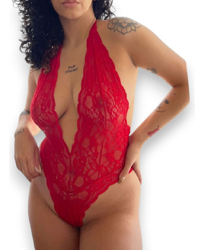 Body Extra Large  De Encaje Elastizado Temptation Lingerie 