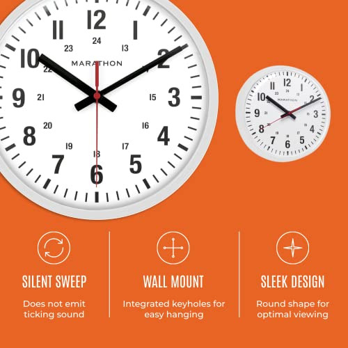 Reloj Analógico De 10 Pulgadas, Blanco, Segundero Cont...