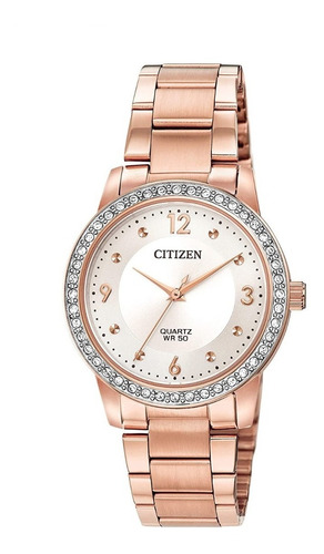 Reloj Citizen Mujer Acero El3093-83a Dorado Rosé Piedras