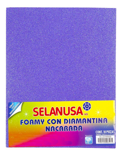 Foamy Tamaño Carta 10pz C/diamantina Nacarada Selanusa Color Morado