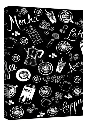 Cuadro Decorativo Canvas Moderno Cafe Buena Idea Cocina Color Cafe Ilustracion Blanco Y Negro Armazón Natural