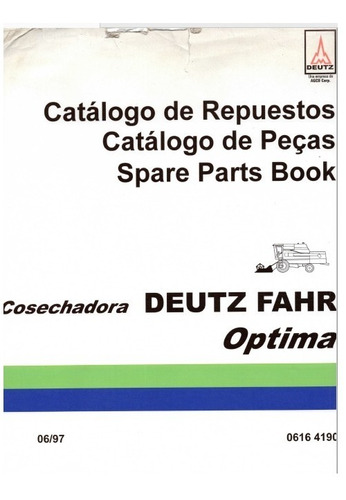 Manual Despiece Repuestos Cosechadora Deutz Fahr Óptima 