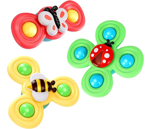 Juguetes Giratorios Pack X3 Spinner Con Ventosas Para Bebés