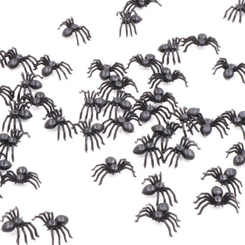 50pcs Araña Negra De Falso Plástico Juguetes Halloween Diver