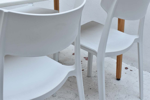 Combo Comedor Eames Mesa 1,40 X 80 Y 4 Sillas Mare Blanco Liso
