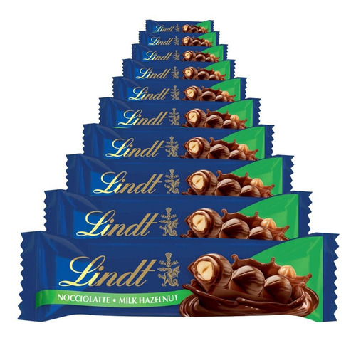 Chocolate, Ao Leite Avelã Lindt Barra, 10 Barrinhas De 35g