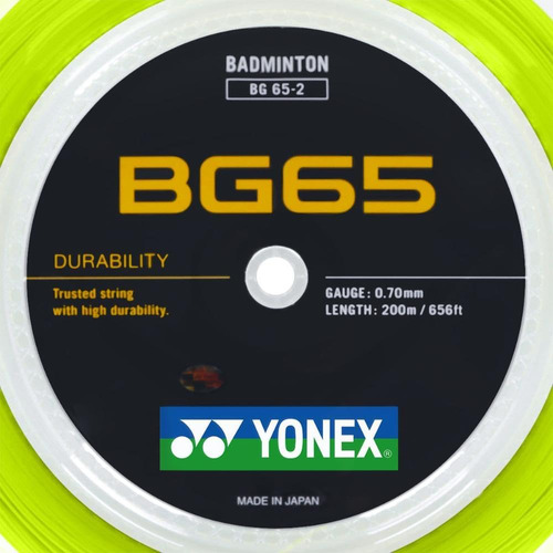 Yonex Bg 65 Cordaje De Bádminton 200m (660 Pies) - Amarillo