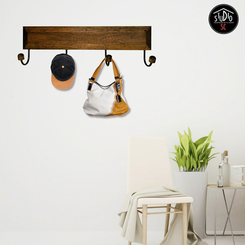 Perchero De Pared Liso 4 Ganchos