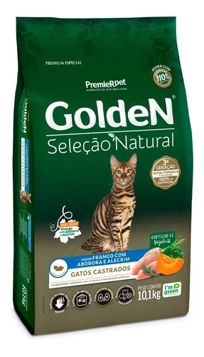 Ração Golden Seleção Nat. Gato Adulto Castrado Frango 10,1kg