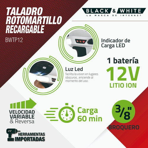 Imagen 4 de 9 de Taladro Atornillador Inalámbrico 3/8 25nm Batería 12v Litio