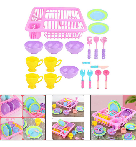 De Juego Colorido De Vajilla Lavable Y Seco Para Niños Con