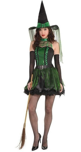 Disfraz Bruja Verde Mujer Adulto Halloween Tallas M - L