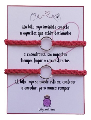 Pulsera Hilo Rojo, Pareja, A Distancia De Macramé 