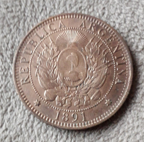 Moneda Argentina 2 Centavos De Patacon Año 1891 Excelente 