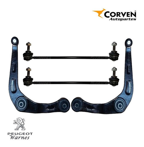 Kit 2 Bieletas + 2 Parrillas Susp Corven Peugeot 207 Compact